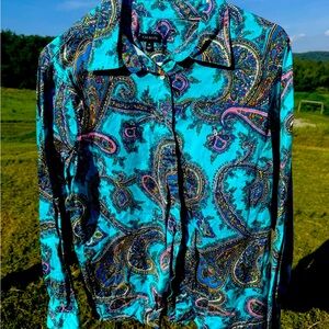 Women’s Teal Paisley Shirt